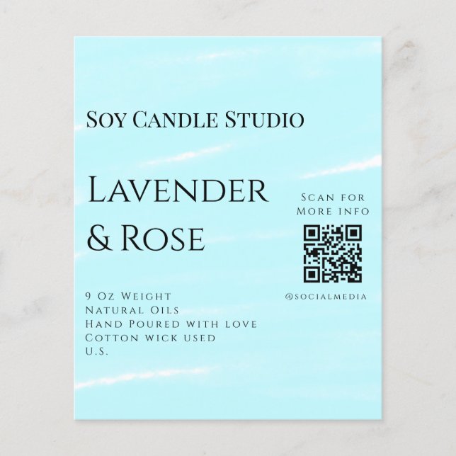 Lámina Lavender rosa soja negocios de velas añadir código (Anverso)