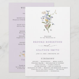 Lámina Lavender Wildflower Meadow Garden Wedding Program