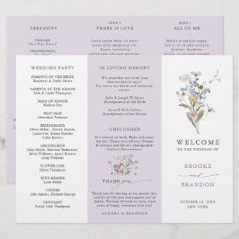 Lámina Lavender Wildflower Meadow Garden Wedding Program