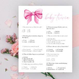 Lámina Lazo rosa - Trivia de bebé Juego de baby shower