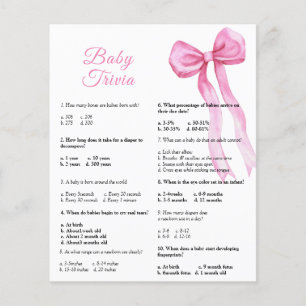 Lámina Lazo rosa - Trivia de bebé Juego de baby shower