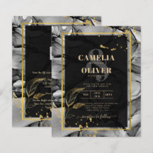 LeahG® Black Gold Ink Wedding INVITE
