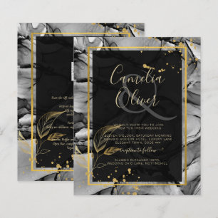 Lámina LeahG® Black Gold Ink Wedding INVITE