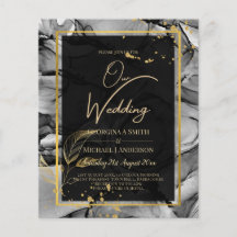 LeahG® Black Gold Ink Wedding INVITE