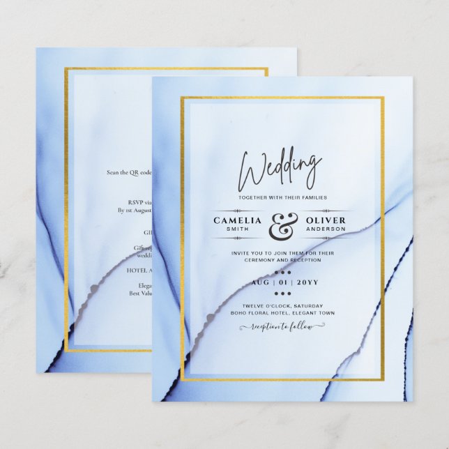 Lámina LeahG Blue Gold INK Resumen de boda (Anverso / Reverso)