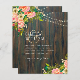 Lámina LeahG Boda floral de melocotones de madera rústica