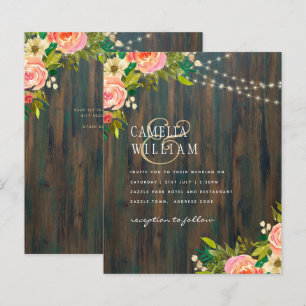 Lámina LeahG Boda floral de melocotones de madera rústica
