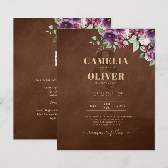 Lámina LeahG Brown Berry Plum Purple Boda Caer Invierno (Anverso / Reverso)