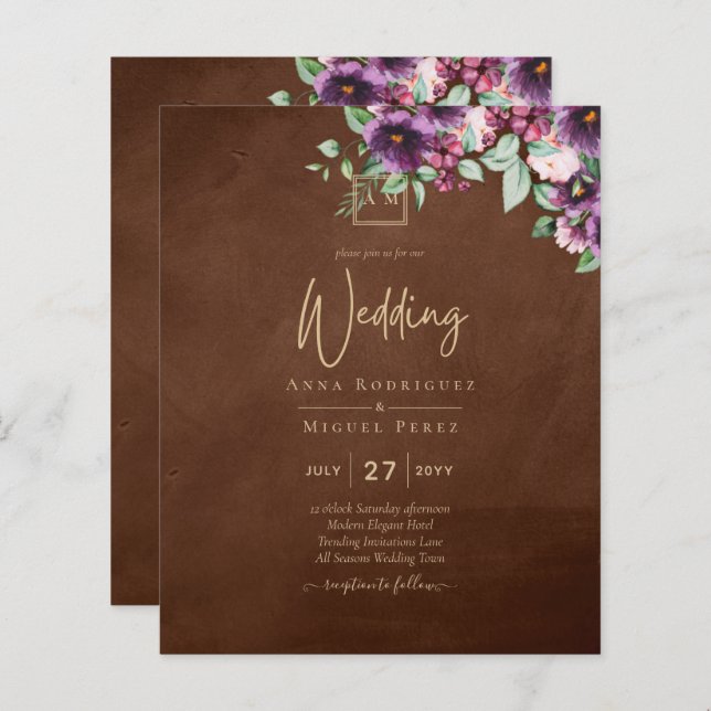 Lámina LeahG Brown Berry Plum Purple Boda Caer Invierno (Anverso / Reverso)