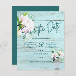 Lámina LeahG BUDGET Salvar La Fecha Rosa Magnolias Verde 