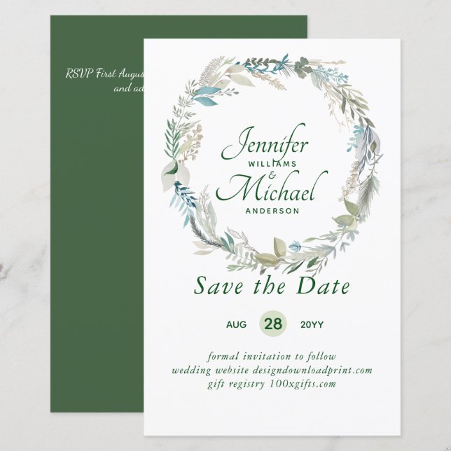 Lámina LeahG BUDGET Save Dates Lavender Wreath (Anverso / Reverso)