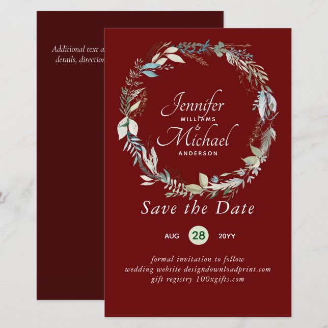 Lámina LeahG BUDGET Save Dates Lavender Wreath (Anverso / Reverso)