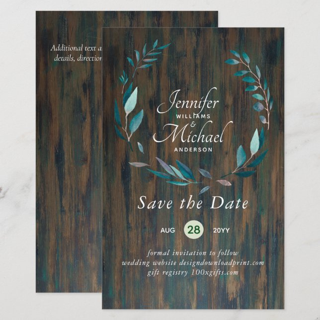 Lámina LeahG BUDGET Save Dates Turquoise Verde azulada Wr (Anverso / Reverso)