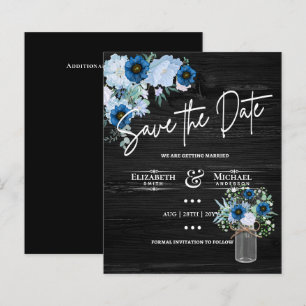 Lámina LeahG BUDGET Save The Date Black Blue Floral