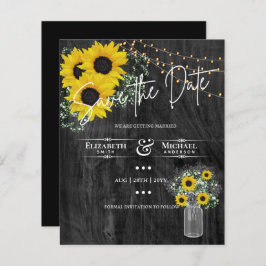 Lámina LeahG BUDGET Save The Date Black Sunflowers
