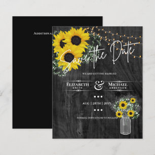 Lámina LeahG BUDGET Save The Date Black Sunflowers