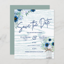 Lámina LeahG BUDGET Save The Date Blue Sage Floral