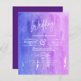Lámina LeahG BUDGET Wedding Invitar color de agua morado