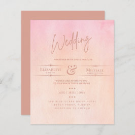 Lámina LeahG BUDGET Wedding Invitar la acuarela rosa