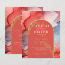 LeahG Coral Navy Blue Gold INVITE