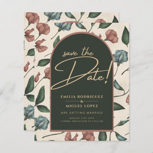 Lámina LeahG Emerald Green Terracotta Fall Save The Date (Anverso / Reverso)