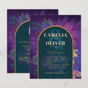 Lámina LeahG Green Purple Gold JEWEL TONES Wedding INVITE
