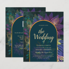 Lámina LeahG Green Purple Gold JEWEL TONES Wedding INVITE