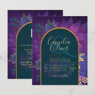 Lámina LeahG Green Purple Gold JEWEL TONES Wedding INVITE