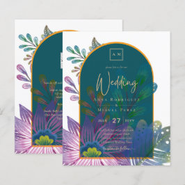 Lámina LeahG Green Purple Gold JEWEL TONES Wedding INVITE