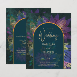 Lámina LeahG Green Purple Gold JEWEL TONES Wedding INVITE