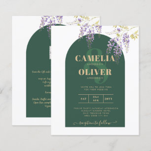 Lámina LeahG Green Purple Gold WISTERIA Wedding INVITE