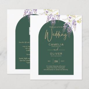 Lámina LeahG Green Purple Gold WISTERIA Wedding INVITE
