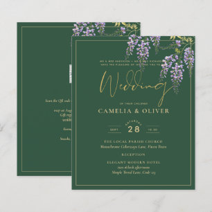 Lámina LeahG Green Purple Gold WISTERIA Wedding INVITE