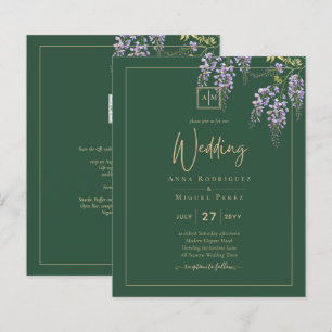 Lámina LeahG Green Purple WISTERIA Wedding INVITE