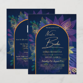 Lámina LeahG: INVITA DE Boda de TONOS DE JEWEL de Oro Púr