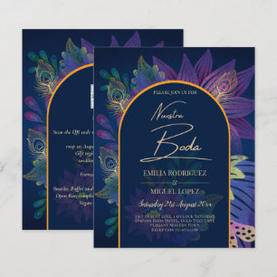 Lámina LeahG: INVITA DE Boda de TONOS DE JEWEL de Oro Púr