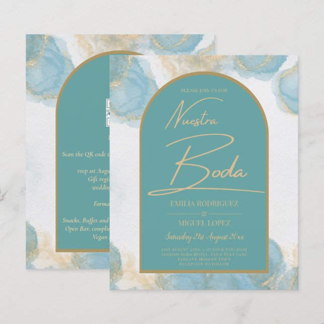 Lámina LeahG INVITE DE Oro Verde azulado de Vidrio de Mar (Anverso / Reverso)