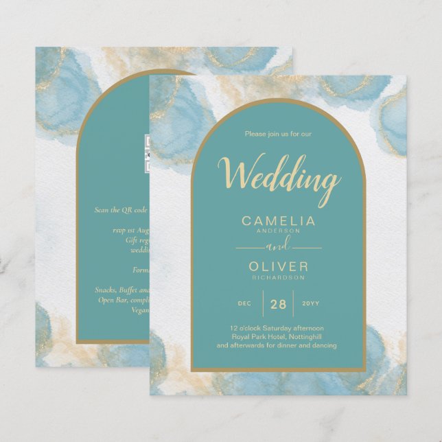 Lámina LeahG INVITE DE Oro Verde azulado de Vidrio de Mar (Anverso / Reverso)