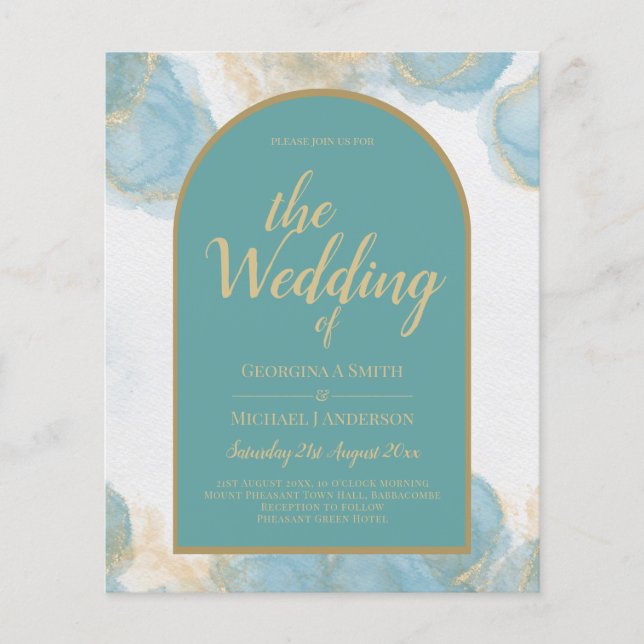 Lámina LeahG INVITE DE Oro Verde azulado de Vidrio de Mar (Anverso)