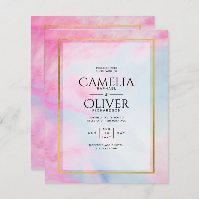 Lámina LeahG Pink Aqua Blue Gold INVITE (Anverso / Reverso)