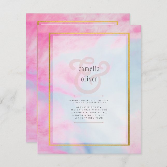 Lámina LeahG Pink Aqua Blue Gold INVITE (Anverso / Reverso)