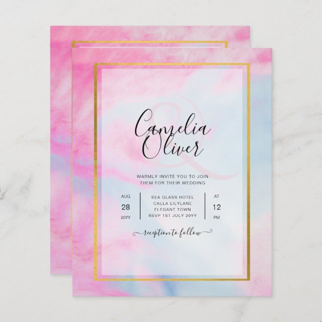 Lámina LeahG Pink Aqua Blue Gold INVITE (Anverso / Reverso)
