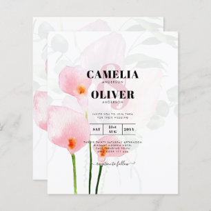 Lámina LeahG Pink Calla Lily Floral Wedding Invite allin1