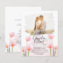 LeahG Pink Calla Lily FOTO Overlay Wedte Invite de