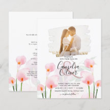 LeahG Pink Calla Lily FOTO Overlay Wedte Invite de