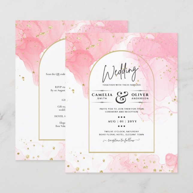 Lámina LeahG PINK GOLD INK Resumen de boda (Anverso / Reverso)