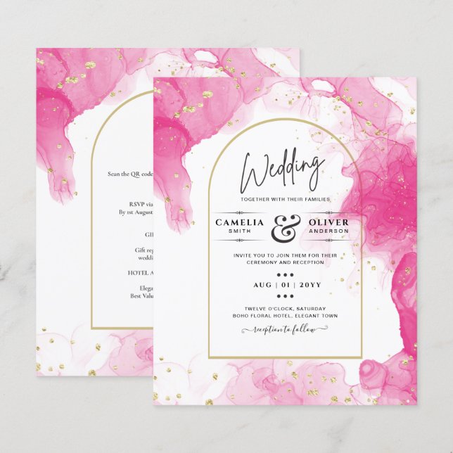 Lámina LeahG PINK GOLD INK Resumen de boda (Anverso / Reverso)