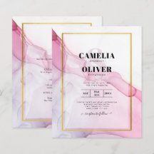 LeahG PINK Púrpura Tinta Resumen Boda INVITE