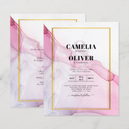 Lámina LeahG PINK Púrpura Tinta Resumen Boda INVITE