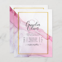 Lámina LeahG PINK Púrpura Tinta Resumen Boda INVITE